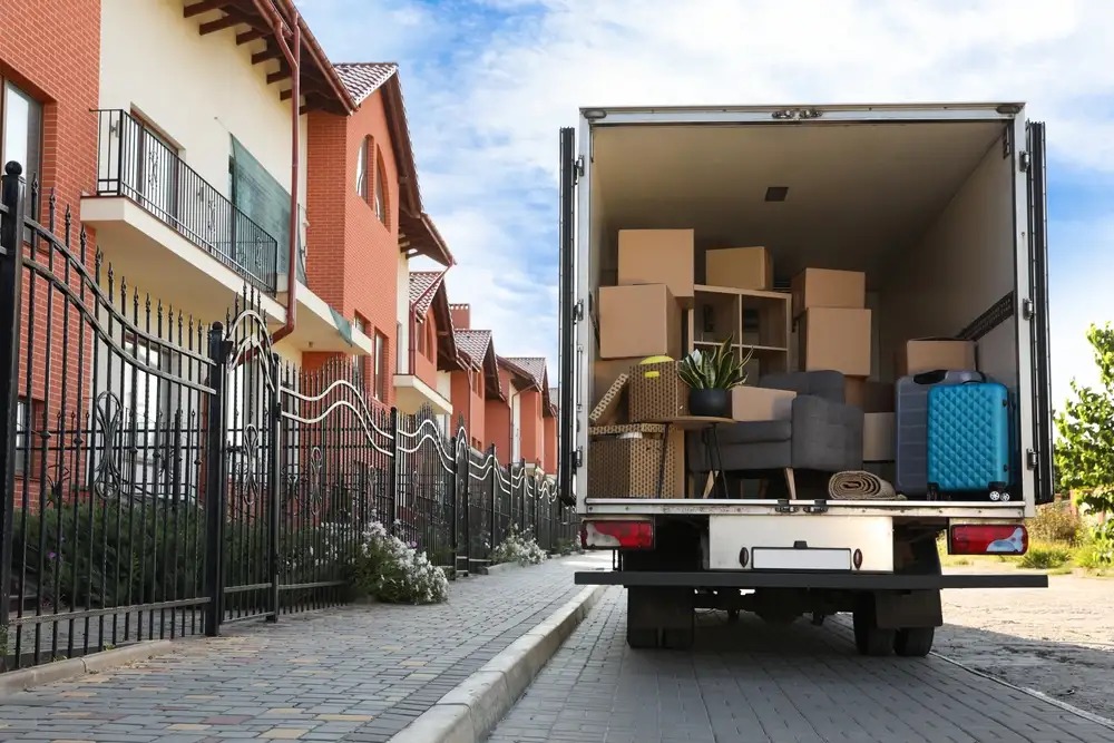 Well-equipped moving truck for a secure and efficient apartment moving process.